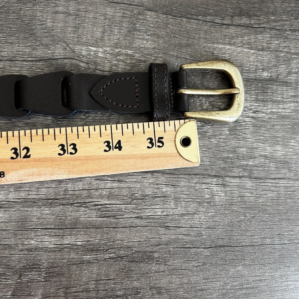 Leather Artisan Belt Mens XL Neutral Dark Brown Braided Earthy‎ Boho Western